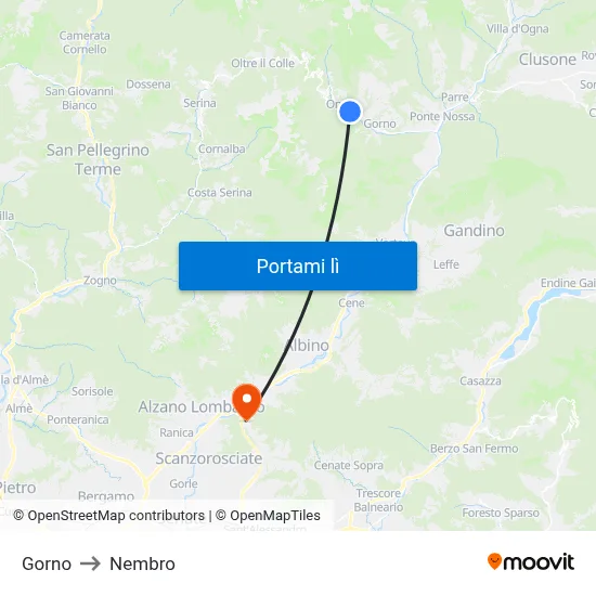 Gorno to Nembro map