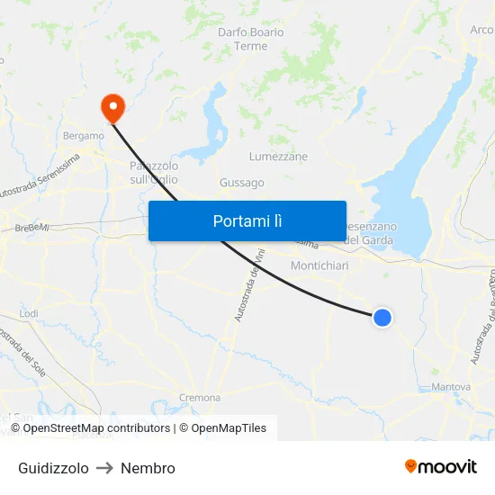 Guidizzolo to Nembro map