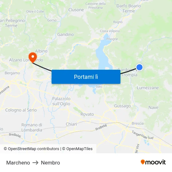 Marcheno to Nembro map