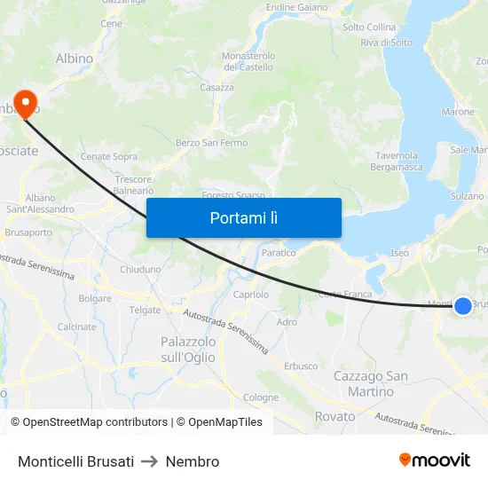 Monticelli Brusati to Nembro map
