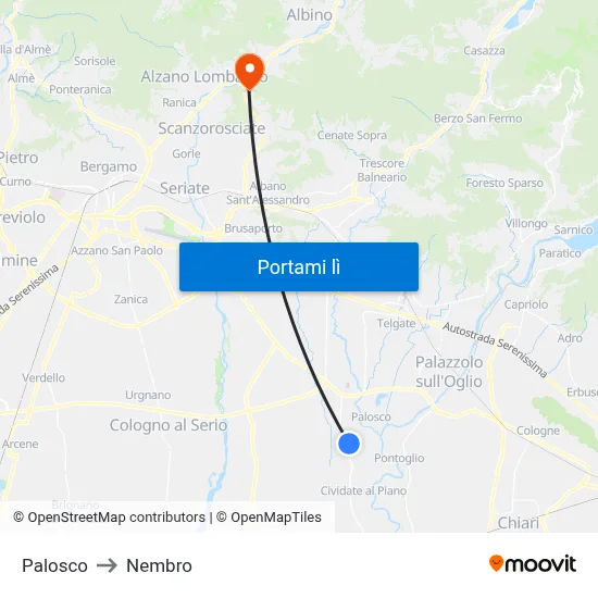 Palosco to Nembro map