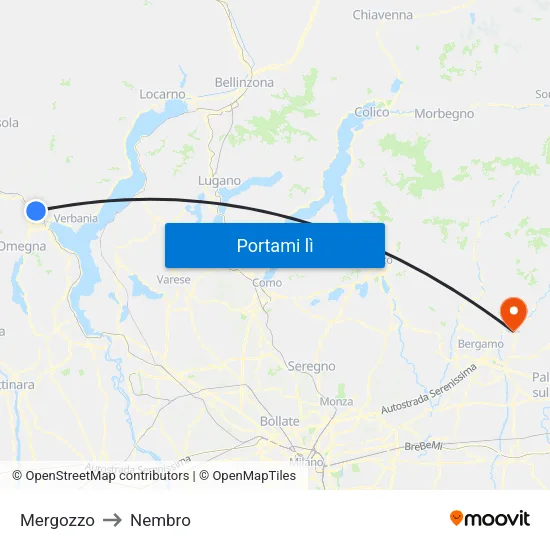 Mergozzo to Nembro map