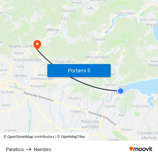 Paratico to Nembro map