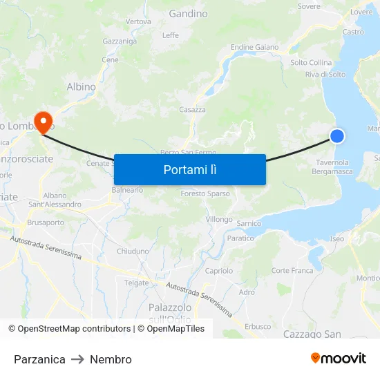 Parzanica to Nembro map