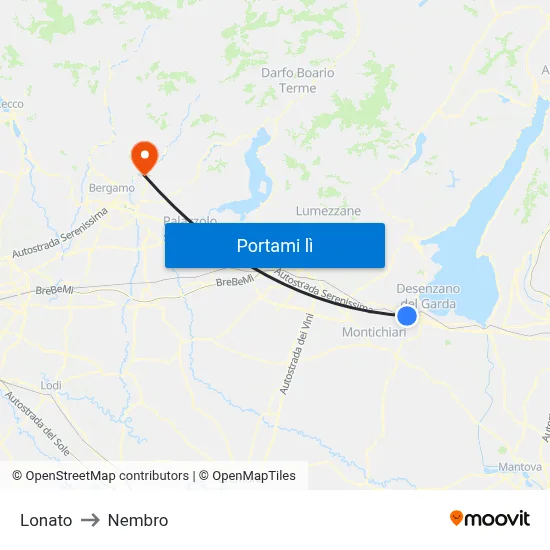 Lonato to Nembro map