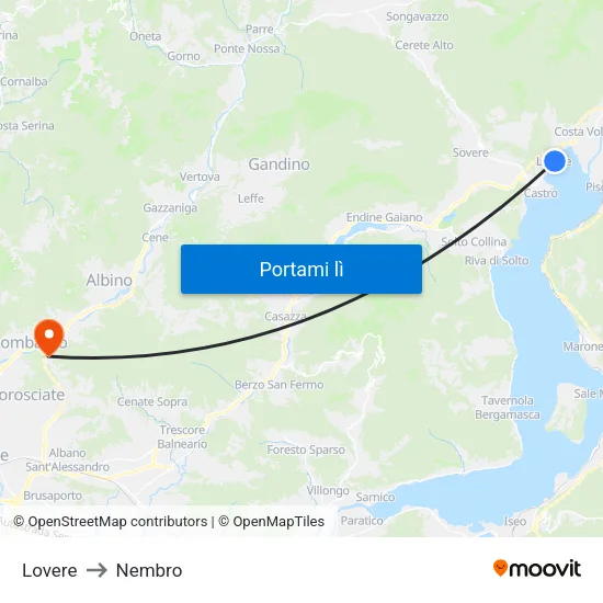 Lovere to Nembro map
