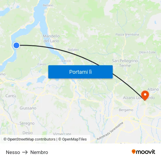 Nesso to Nembro map