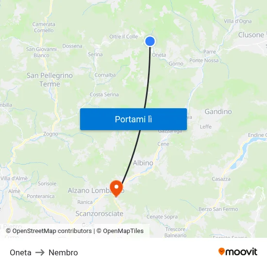 Oneta to Nembro map