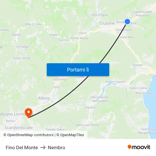 Fino Del Monte to Nembro map