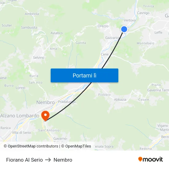 Fiorano Al Serio to Nembro map