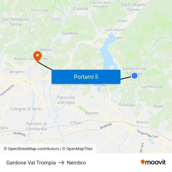 Gardone Val Trompia to Nembro map