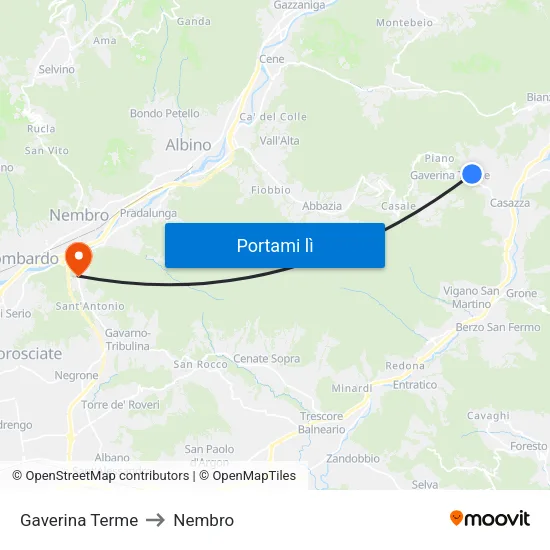 Gaverina Terme to Nembro map
