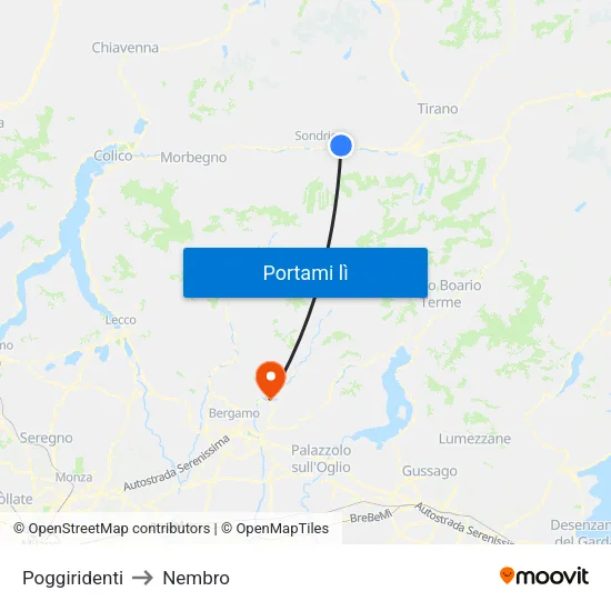 Poggiridenti to Nembro map