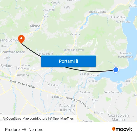 Predore to Nembro map