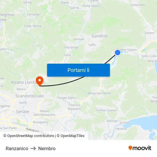 Ranzanico to Nembro map
