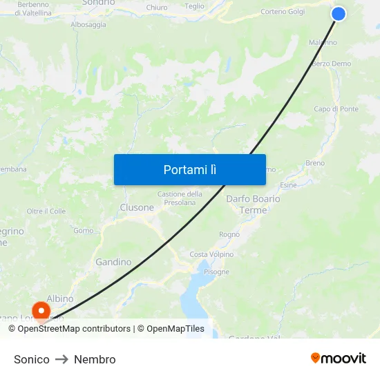 Sonico to Nembro map