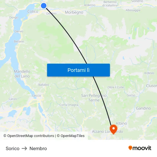 Sorico to Nembro map