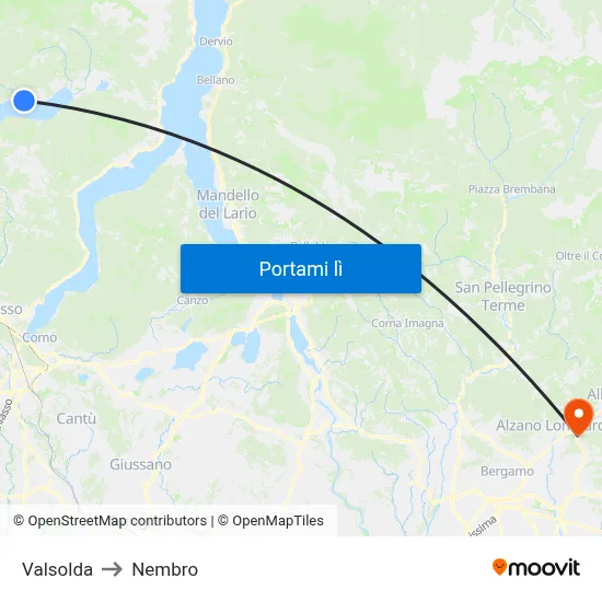 Valsolda to Nembro map