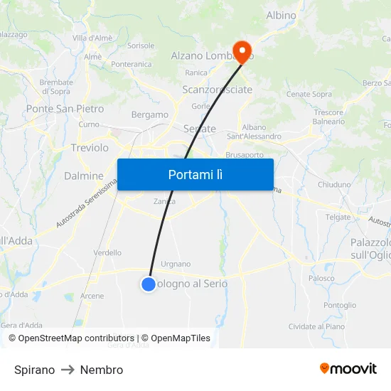 Spirano to Nembro map