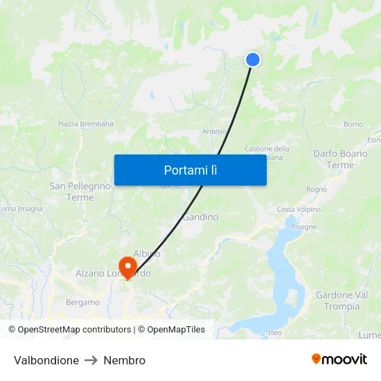 Valbondione to Nembro map