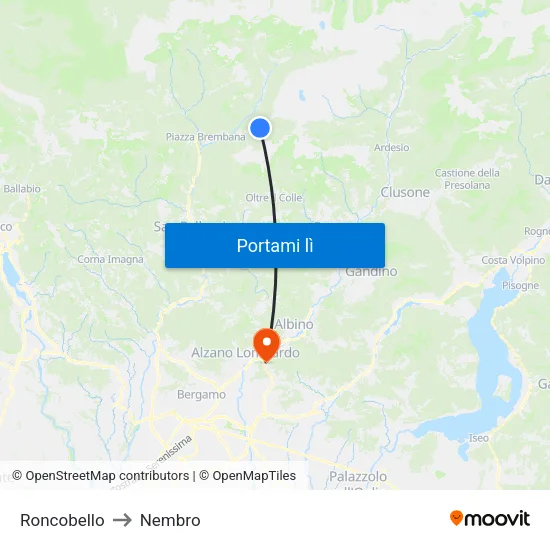 Roncobello to Nembro map