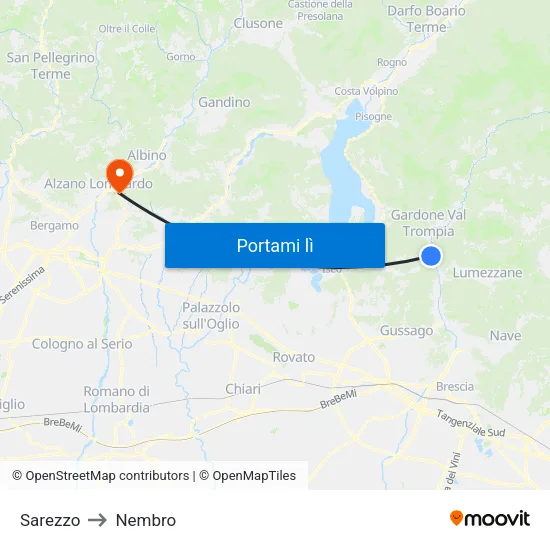 Sarezzo to Nembro map