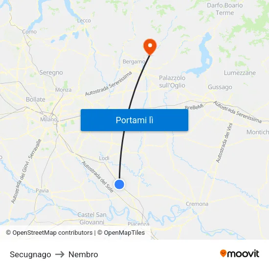 Secugnago to Nembro map