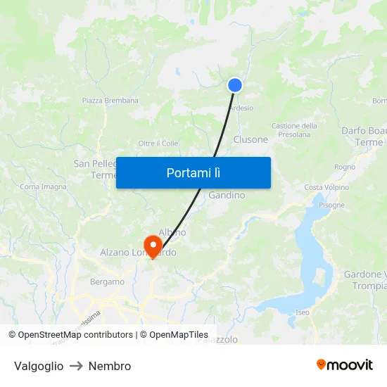 Valgoglio to Nembro map