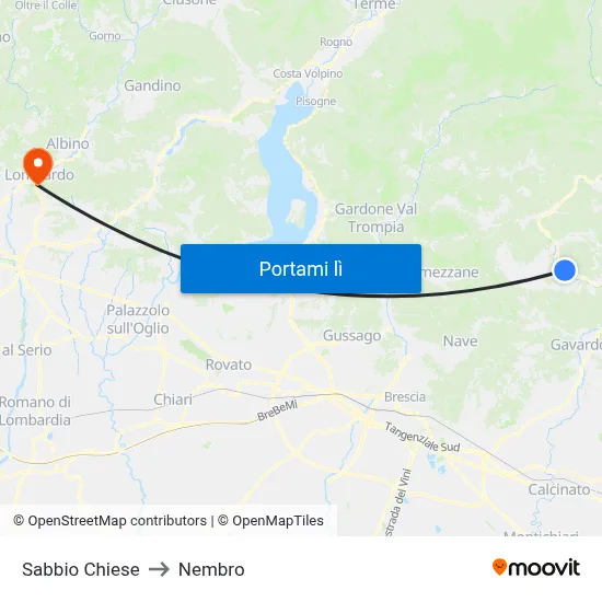 Sabbio Chiese to Nembro map