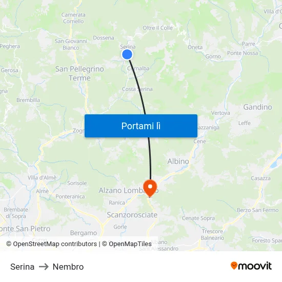 Serina to Nembro map