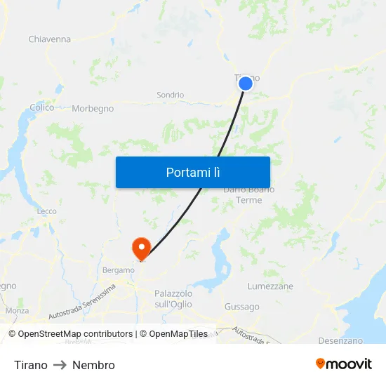 Tirano to Nembro map
