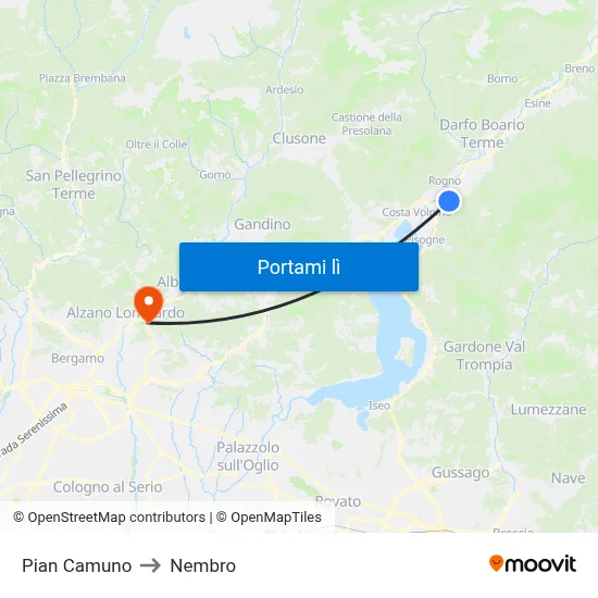 Pian Camuno to Nembro map