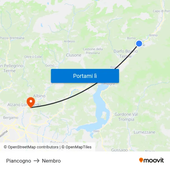 Piancogno to Nembro map