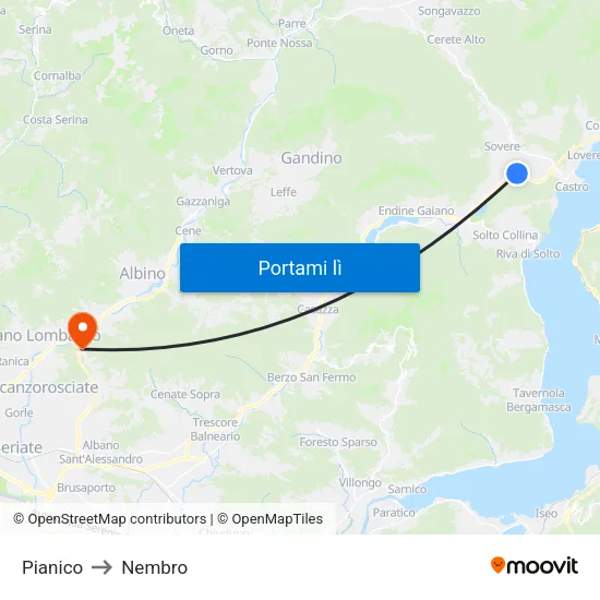 Pianico to Nembro map