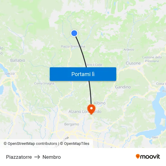 Piazzatorre to Nembro map