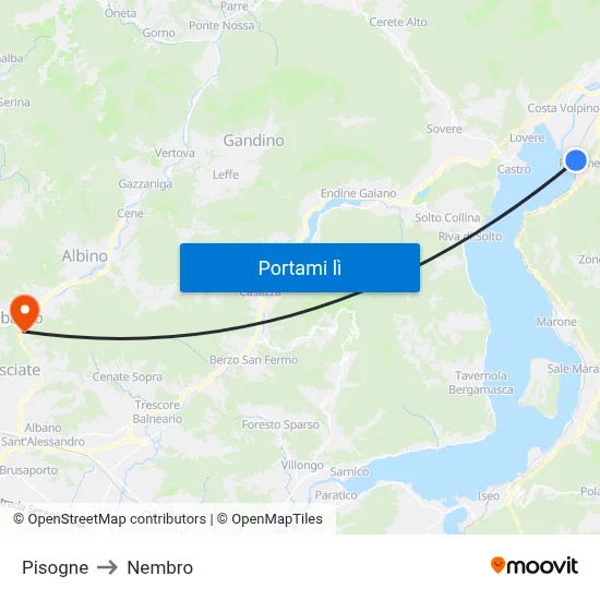 Pisogne to Nembro map