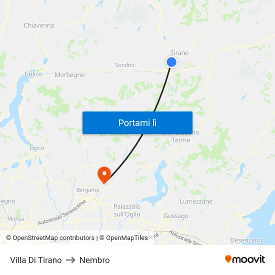 Villa Di Tirano to Nembro map