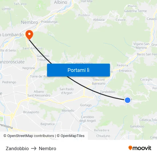 Zandobbio to Nembro map
