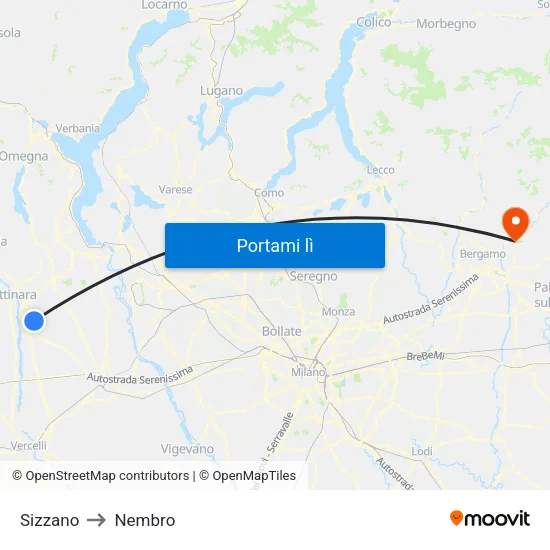 Sizzano to Nembro map