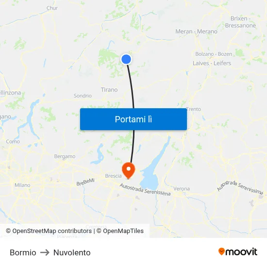 Bormio to Nuvolento map