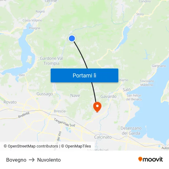Bovegno to Nuvolento map