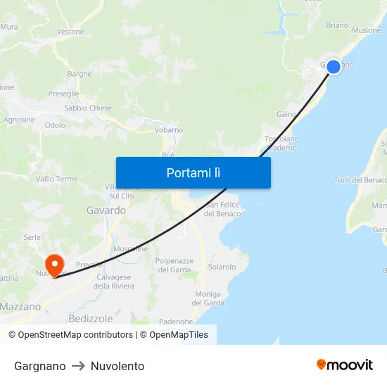 Gargnano to Nuvolento map