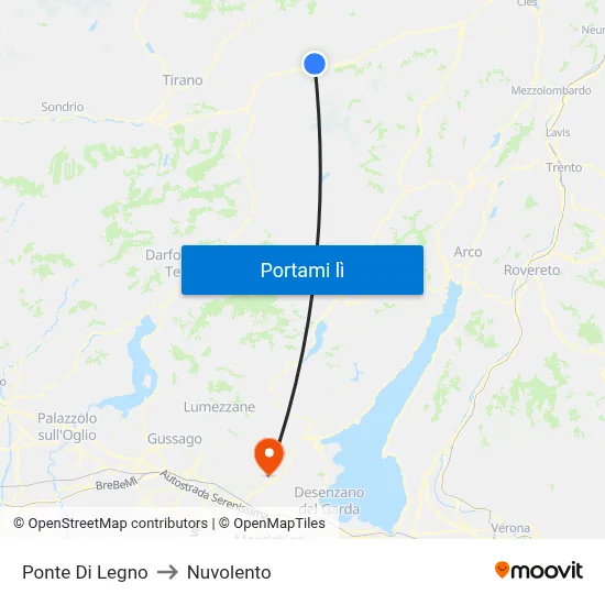 Ponte Di Legno to Nuvolento map