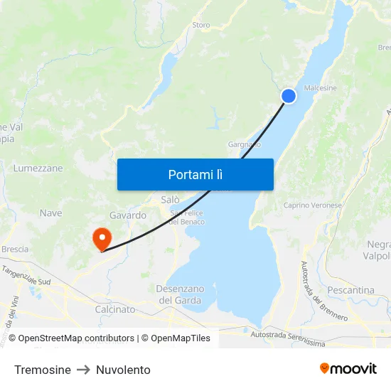 Tremosine to Nuvolento map