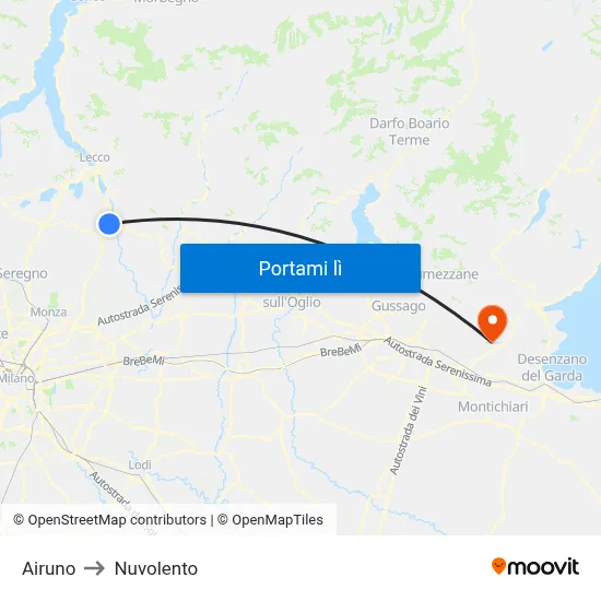 Airuno to Nuvolento map