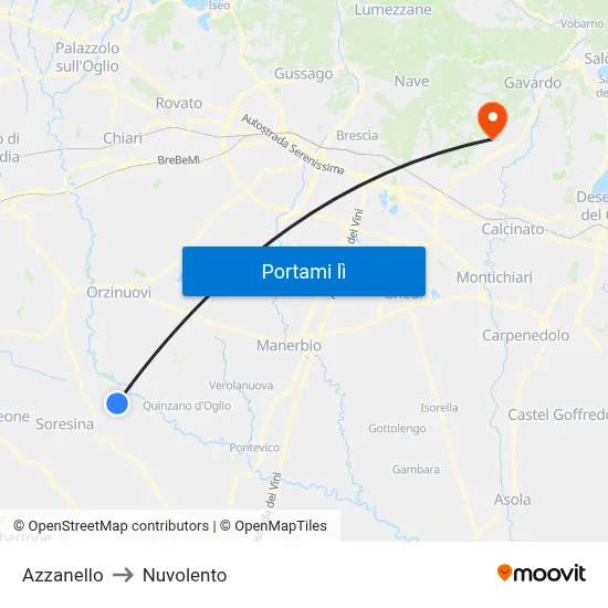 Azzanello to Nuvolento map
