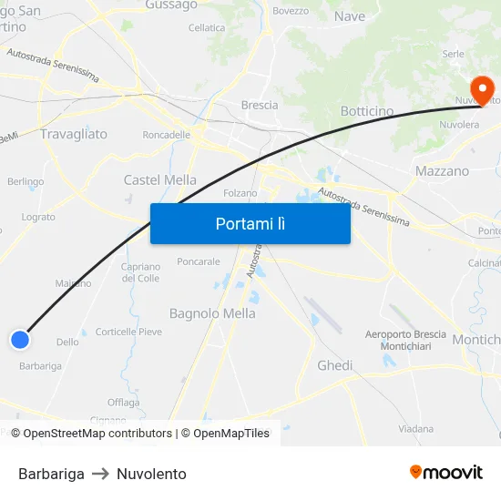 Barbariga to Nuvolento map