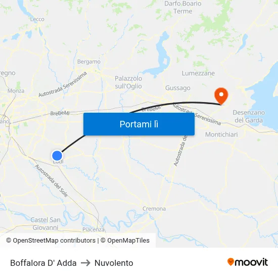 Boffalora D' Adda to Nuvolento map