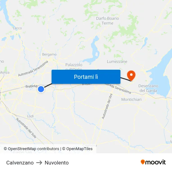 Calvenzano to Nuvolento map