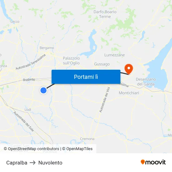 Capralba to Nuvolento map